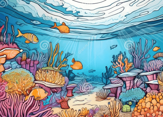 Outline:-Cok0wgyfru= Coral Reef Drawing